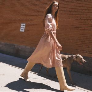 J Crew Roxie knee high leather boots in beige dark beechwood size 6.5